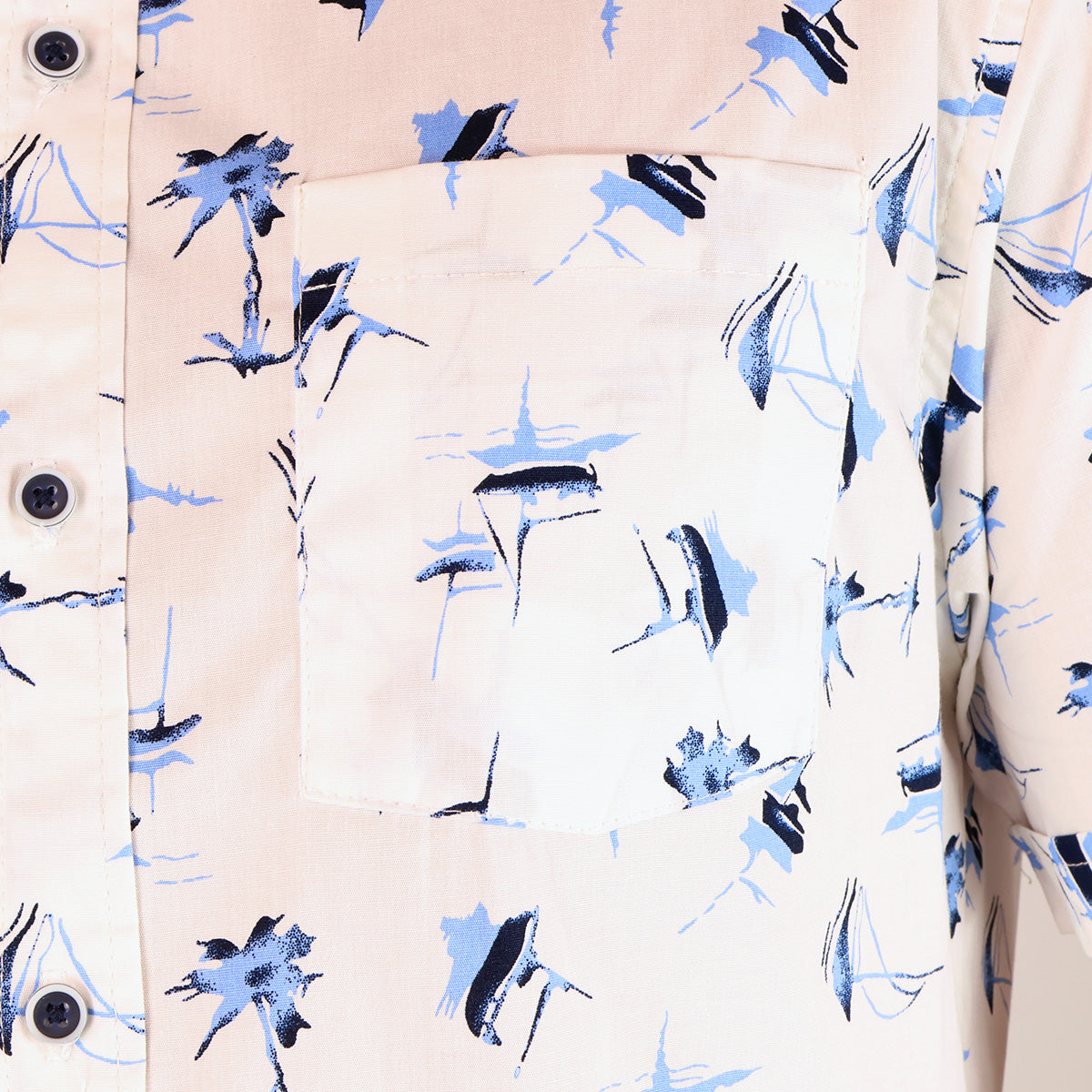 Men's Nautical Cotton Blue and White Short Sleeve Printed Shirt