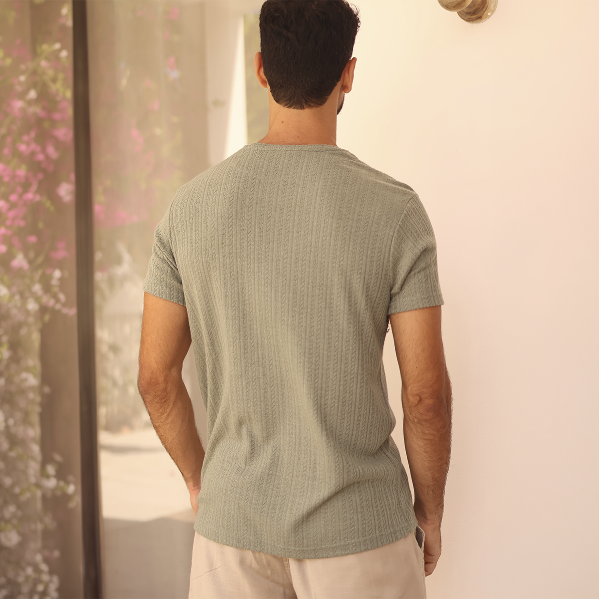 Camiseta de manga corta texturizada para hombre