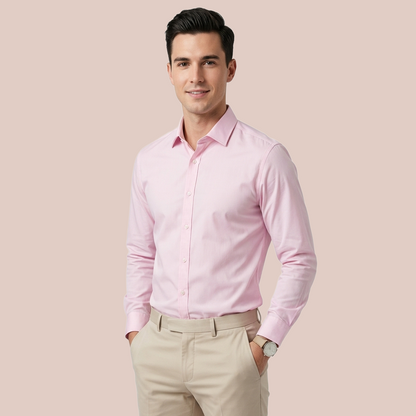 Camisa de Vestir Rosa Manga Larga para Hombre