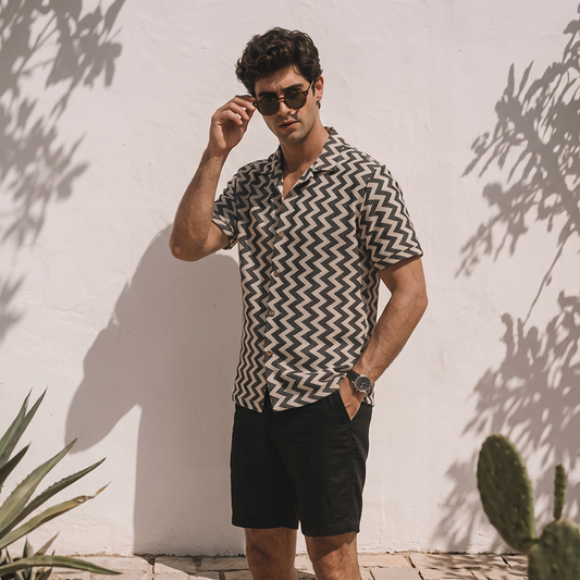 Camisa Manga Corta Hombre Casual Fresca Ideal para Verano