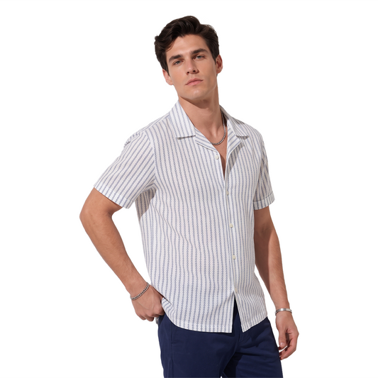 Men's Modern Print Shirt Loose Fit Comfortable Resort Collar