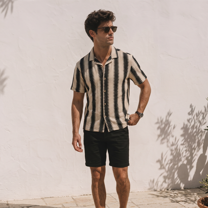 Camisa Hombre Manga Corta Corte Relajado Estilo Playero