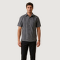 Camisa Tipo Guayabera Negro Jaspe Hombre con Alforzas y Bolsa