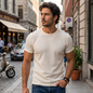Camiseta de punto waffle para hombre color crema