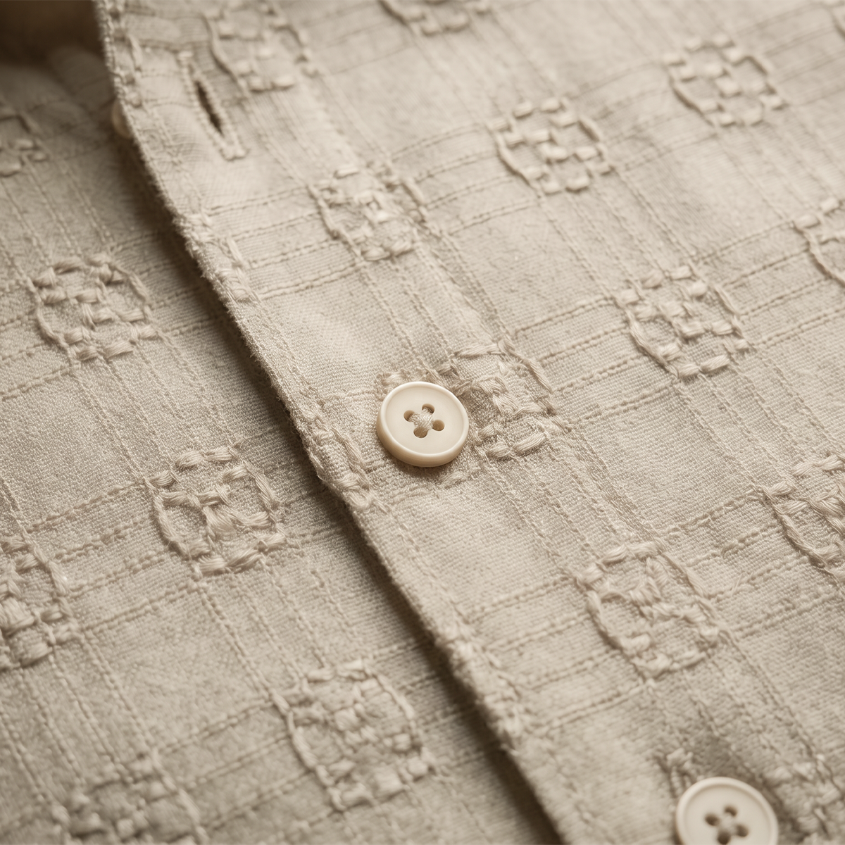 Camisa de manga corta con textura jacquard para hombre