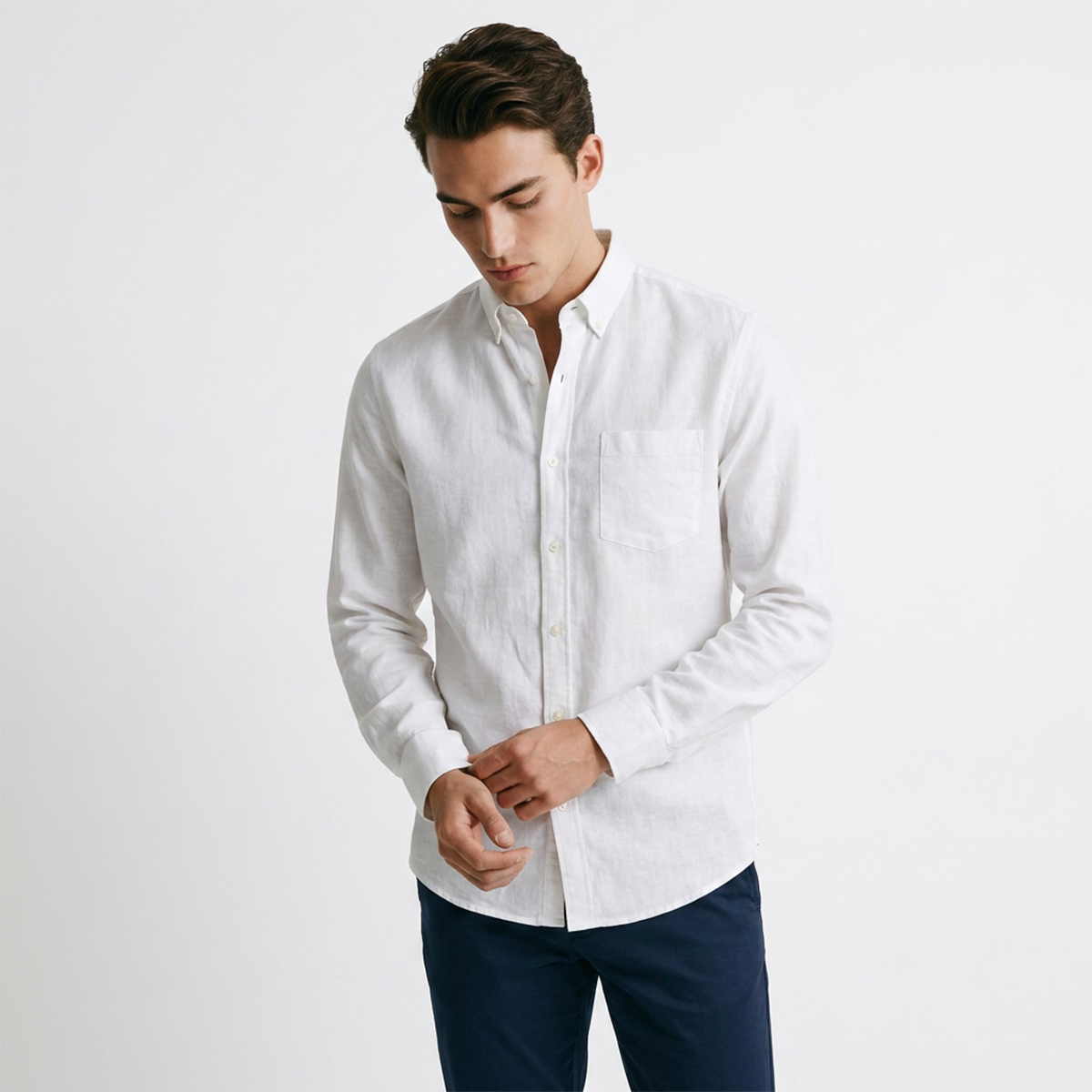 Camisa de manga larga para hombre color blanco