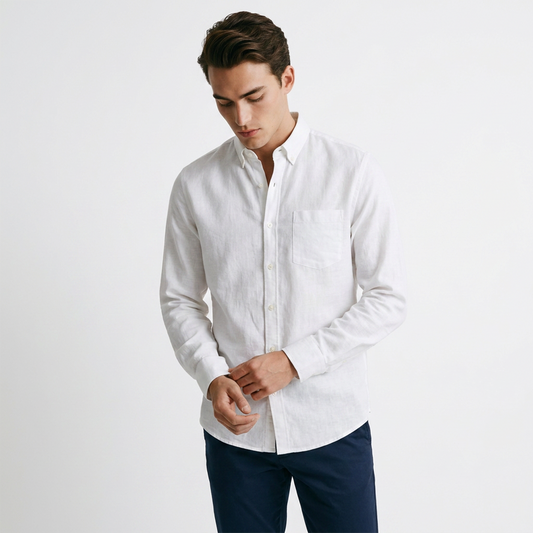 Camisa de manga larga para hombre color blanco