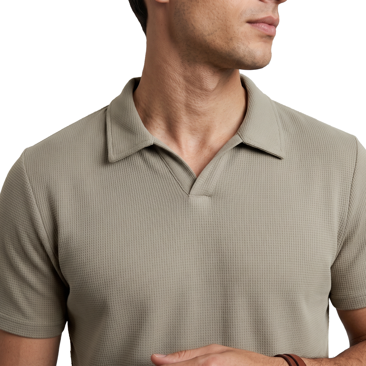 Polo de punto acanalado sin botones para hombre