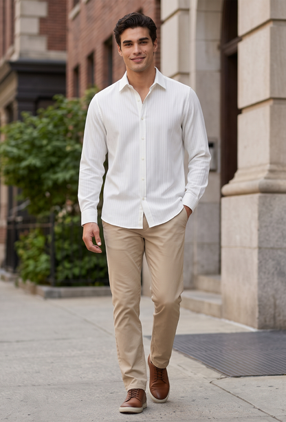 Camisa de hombre blanca con textura en relieve
