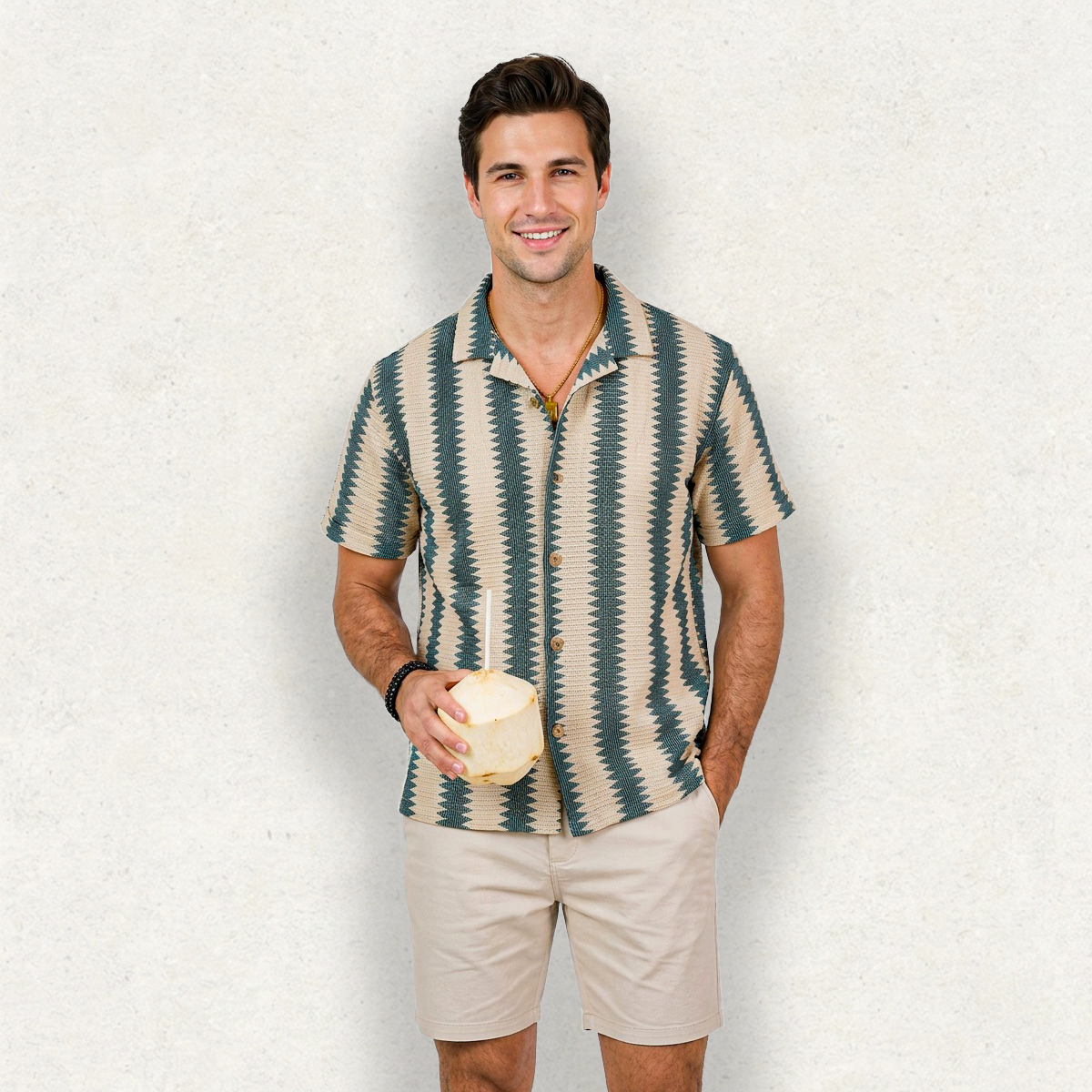 Camisa Hombre Playa Manga Corta Ligera y Cómoda