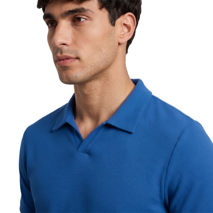 Polo de punto acanalado para hombre color azul plumbago