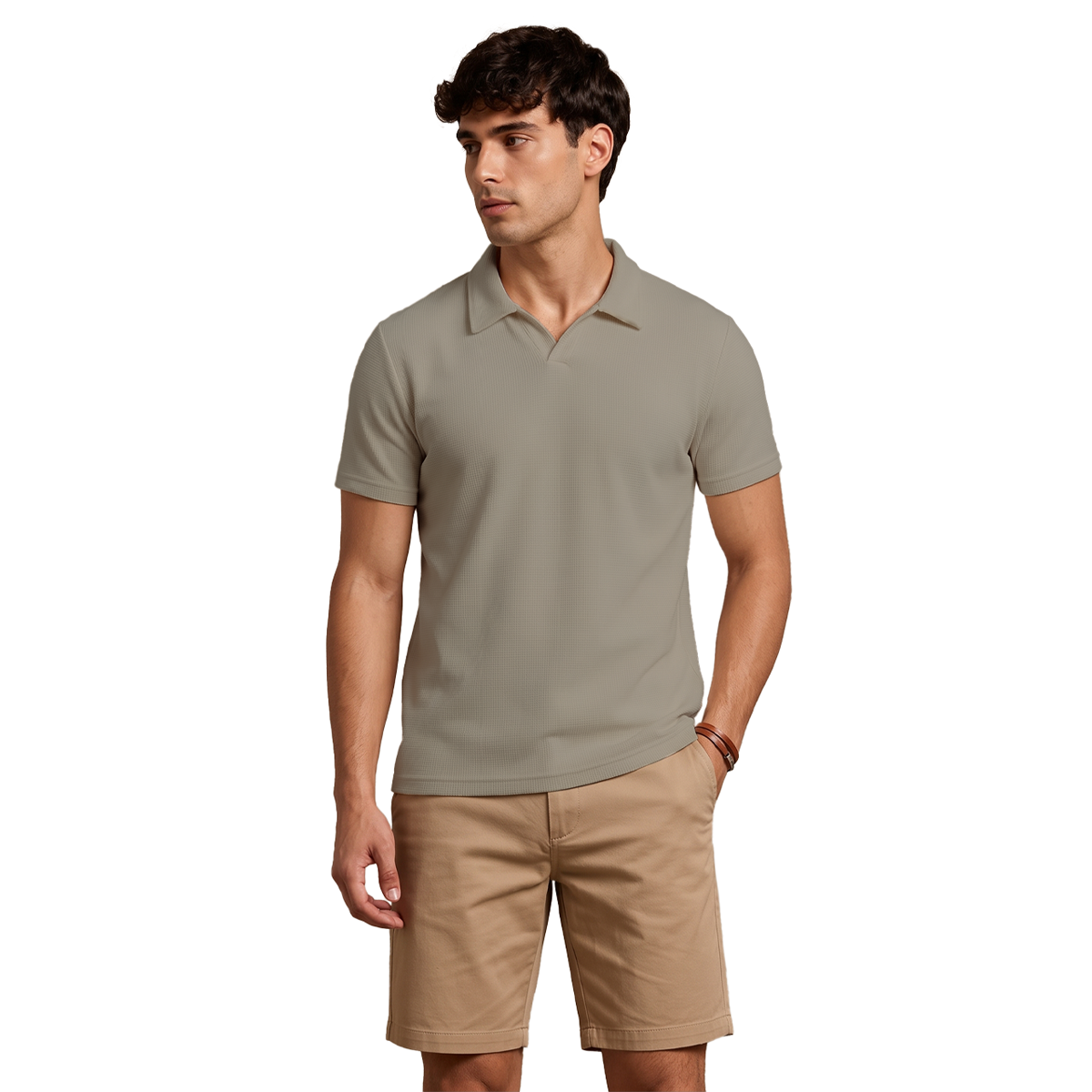 Polo de punto acanalado sin botones para hombre