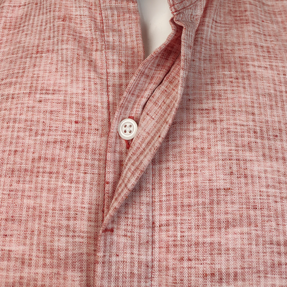 Camisa de hombre manga larga con cuello mao color rosa