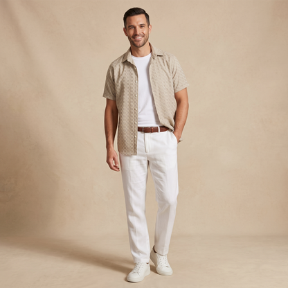 Camisa de manga corta con estampado geométrico para hombre