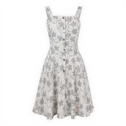 Vestido de tirantes con estampado floral gris