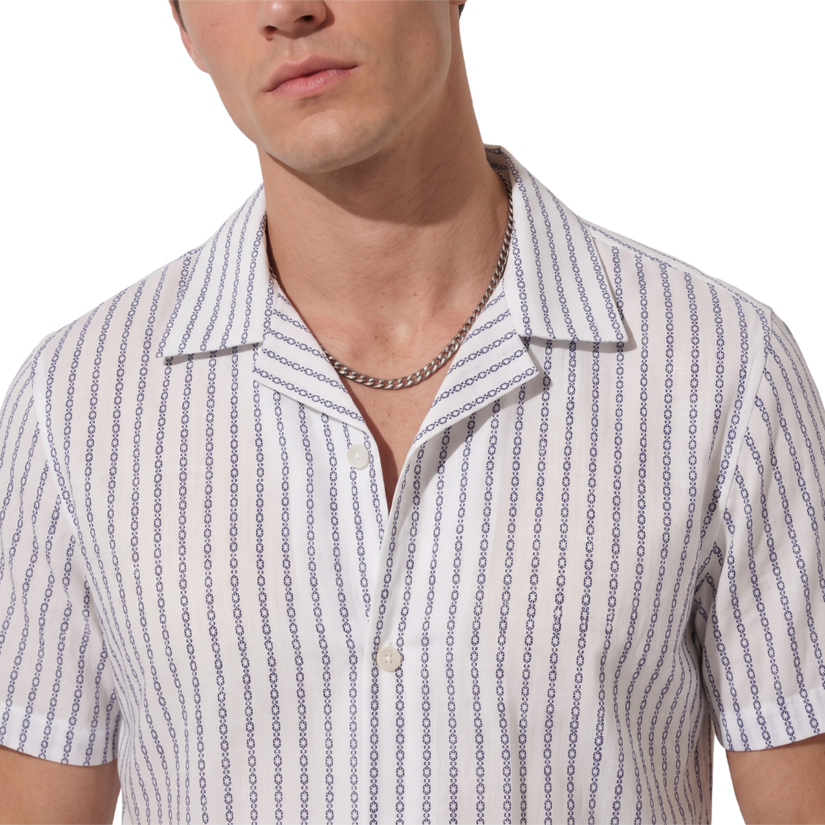 Camisa Estampado Moderno Hombre Corte Loose Fit Cómoda Cuello Resort