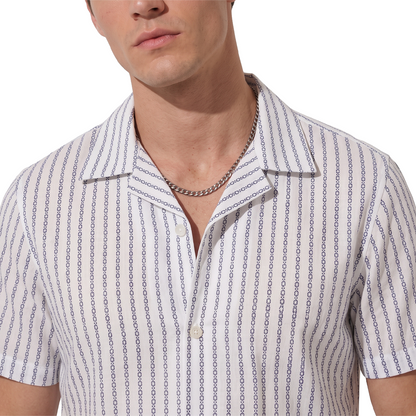 Camisa Estampado Moderno Hombre Corte Loose Fit Cómoda Cuello Resort