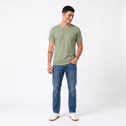 Men's Navy Blue Stretch Crew Neck Short Sleeve T-Shirt