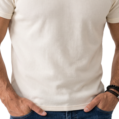 Camiseta de punto waffle para hombre color crema