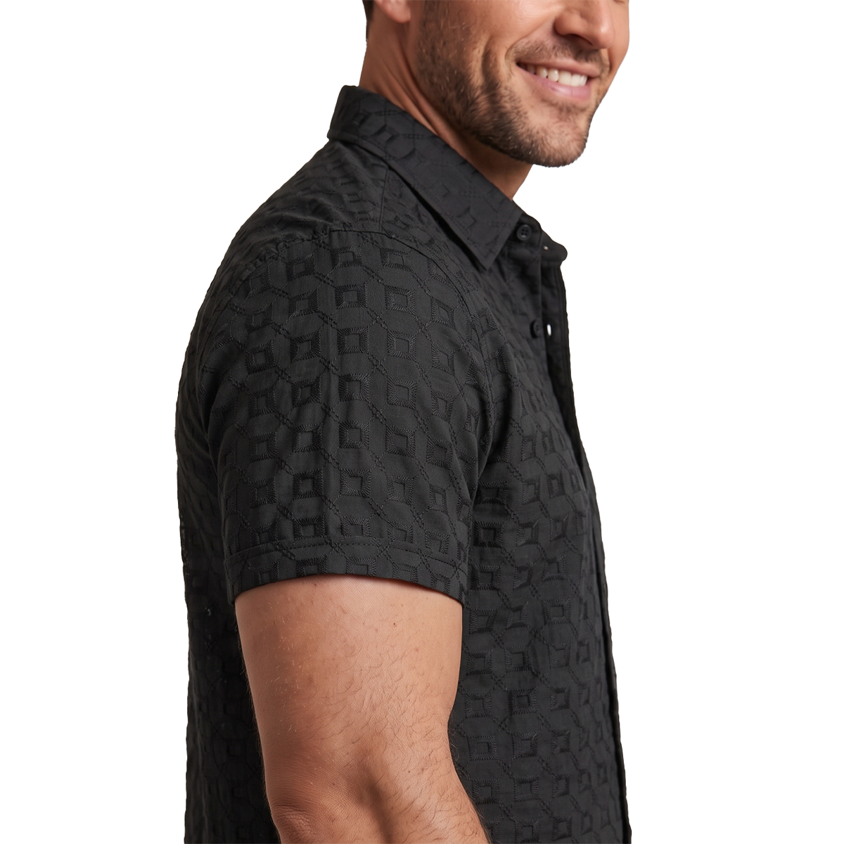 Camisa de manga corta con textura jacquard para hombre
