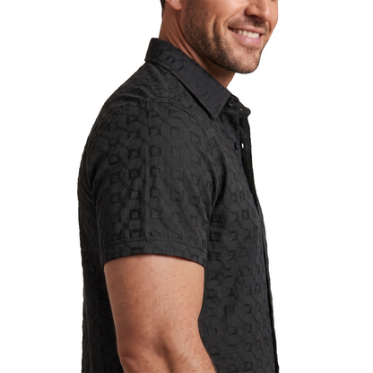 Camisa de manga corta con textura jacquard para hombre