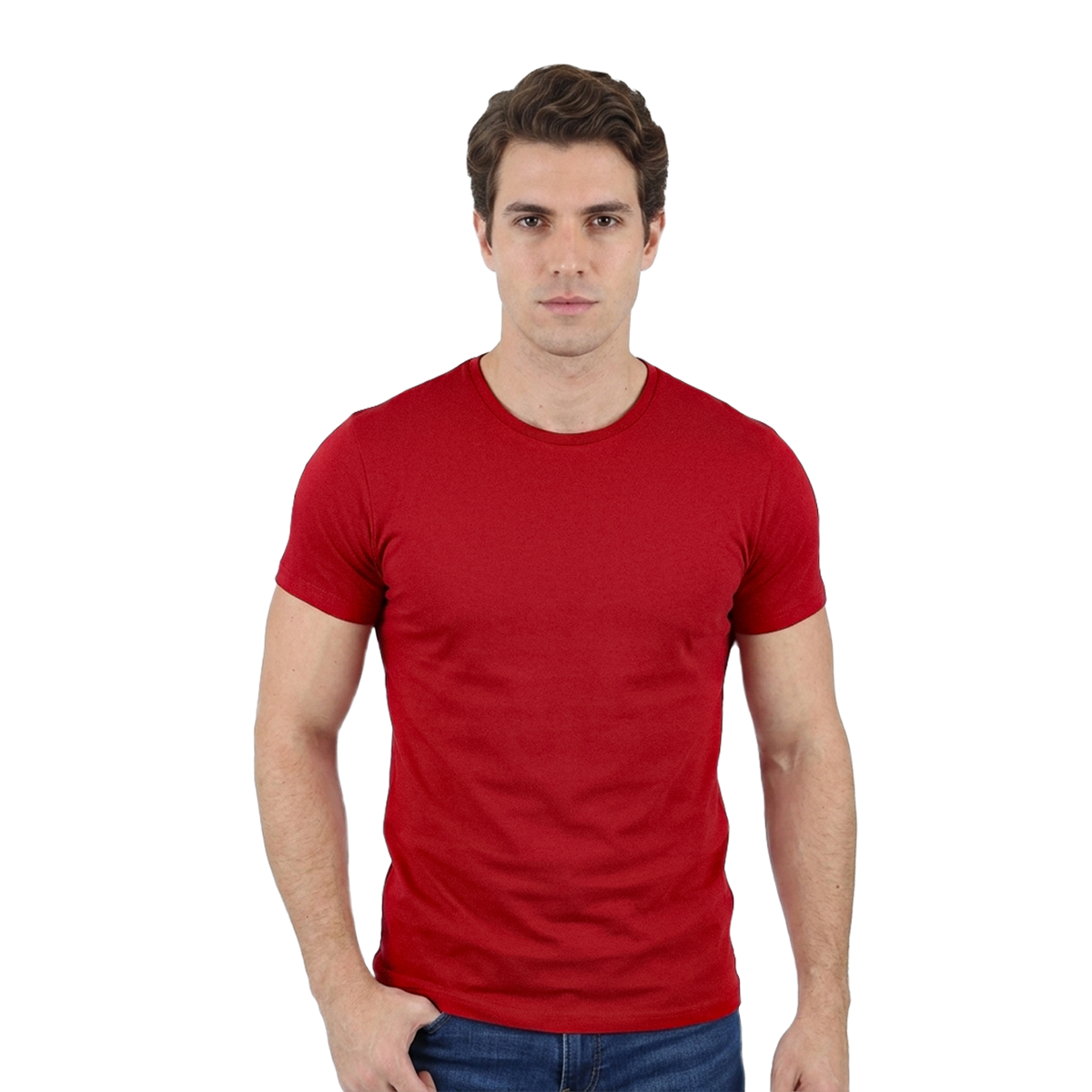 Men's Navy Blue Stretch Crew Neck Short Sleeve T-Shirt