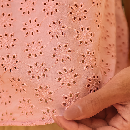 Blusa Rosada De Verano Mujer Sisada Tela Bordada Fresca Y Cómoda