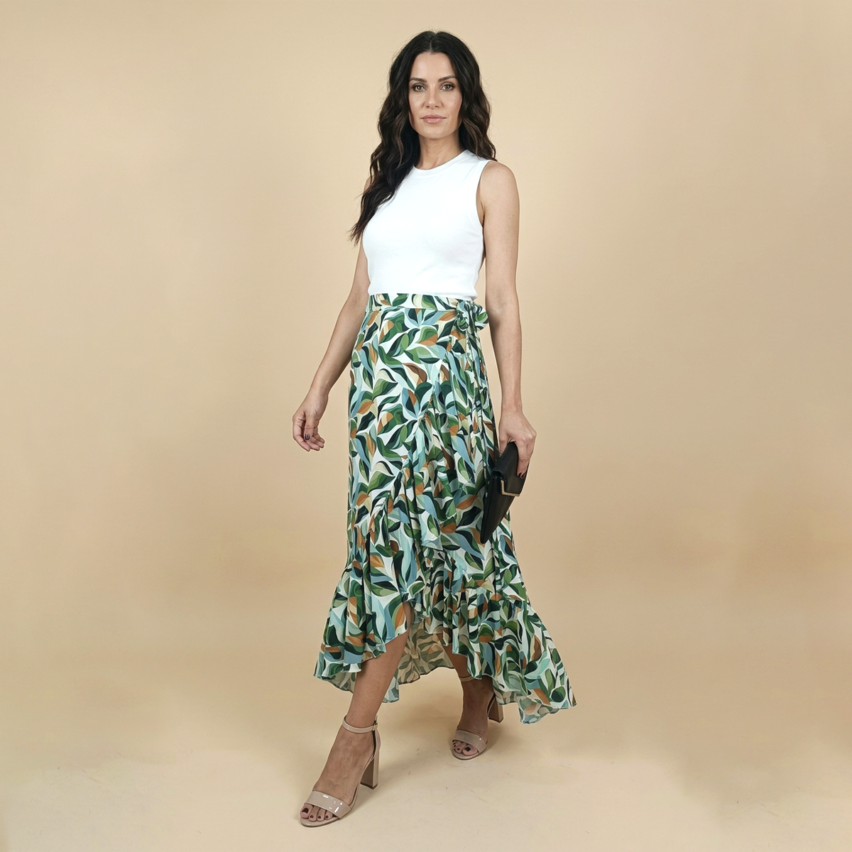 Falda Mujer Estampada Envolvente con Cintura Ajustable