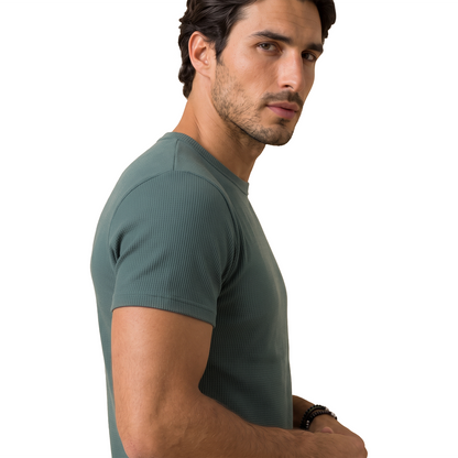 Camiseta manga corta con textura waffle para hombre