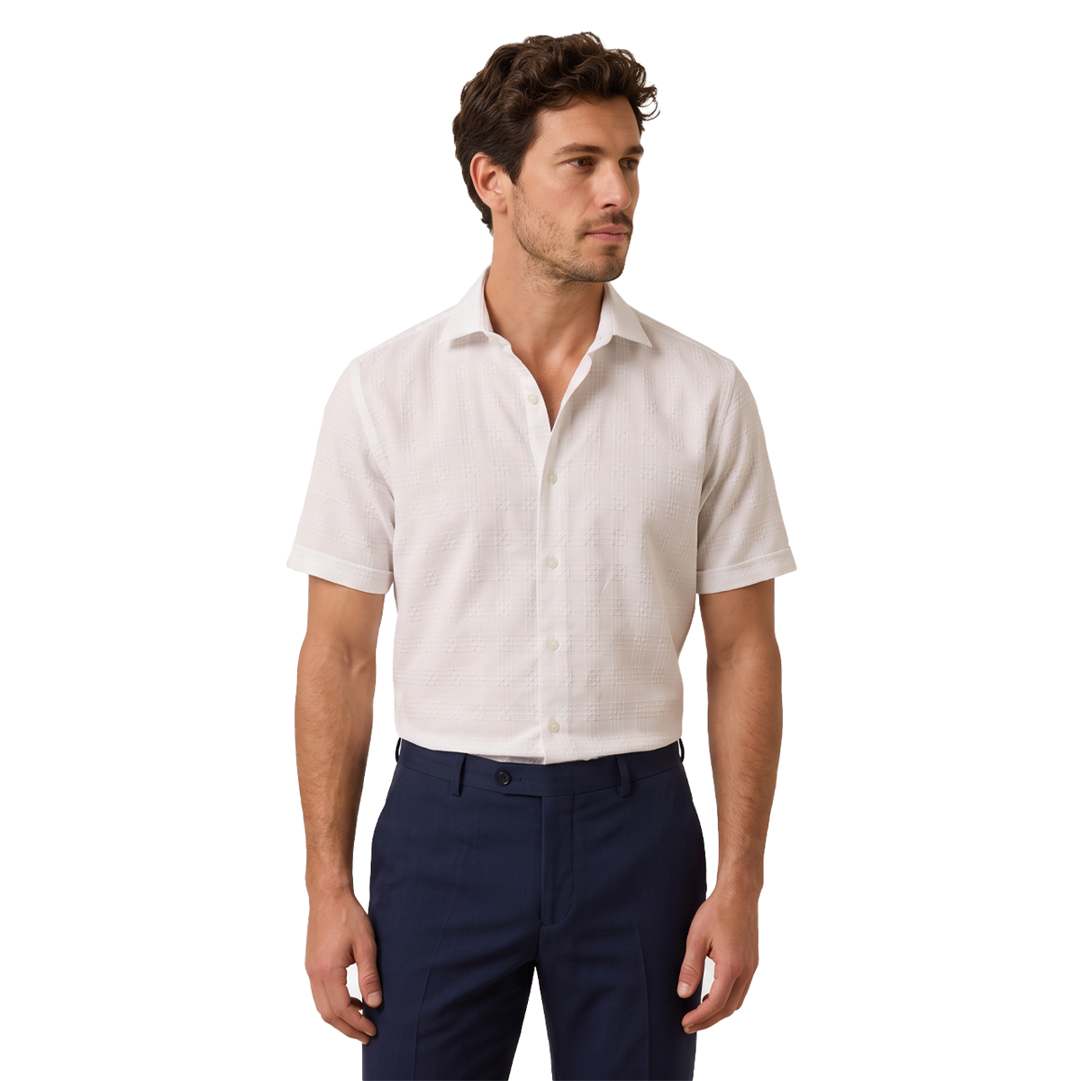 Camisa de hombre blanca con textura en relieve