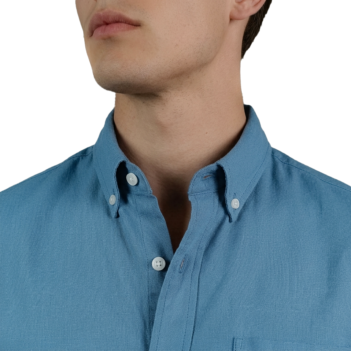 Camisa de manga larga con cuello button-down y bolsillo en pecho