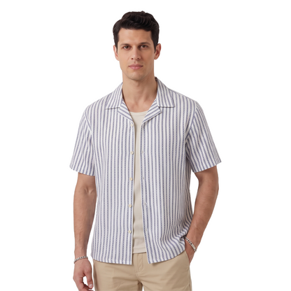 Camisa Estampado Moderno Hombre Corte Loose Fit Cómoda Cuello Resort