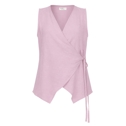 Blusa Rosa Mujer Escote Cruzado con Lazo Ajustable en Cintura