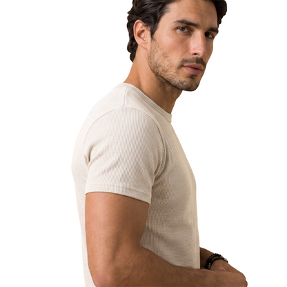 Camiseta de punto waffle para hombre color crema