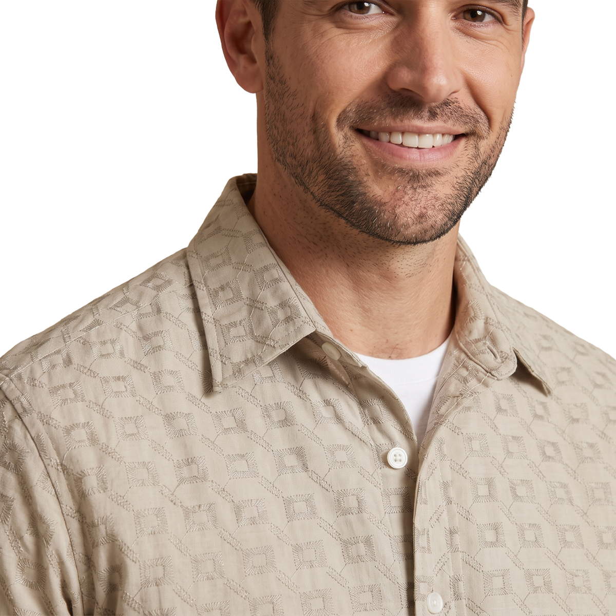 Camisa de manga corta con estampado geométrico para hombre