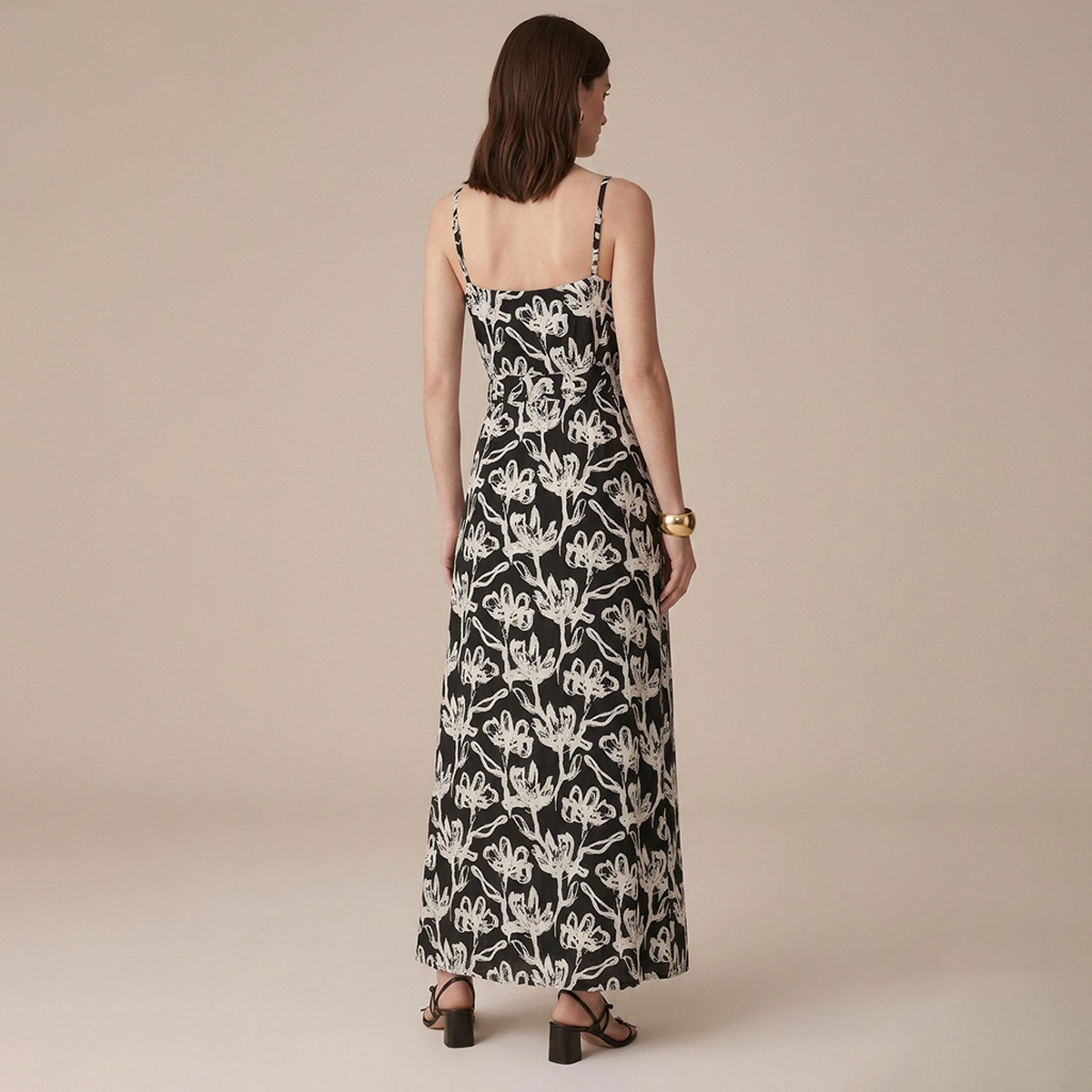 Vestido Largo Mujer Tirantes Ajustables Viscosa Suave con Abertura