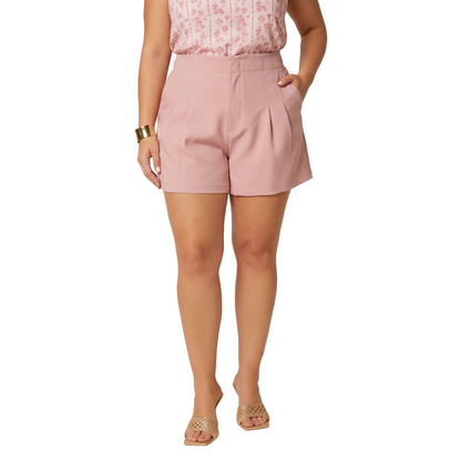 Shorts de vestir de tiro alto con pinzas para mujer