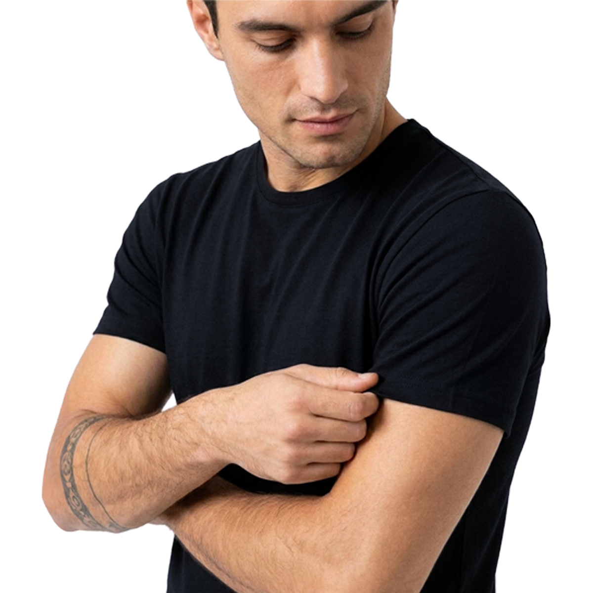 Men's Black Crew Neck Short Sleeve Basic Muscle Fit T-Shirt