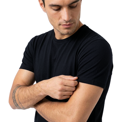 Men's Black Crew Neck Short Sleeve Basic Muscle Fit T-Shirt