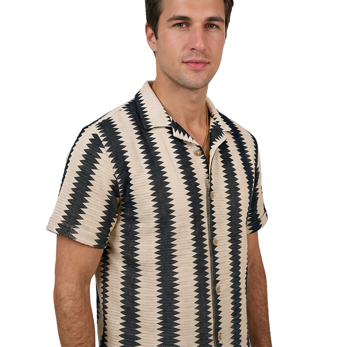 Camisa Hombre Manga Corta Corte Relajado Estilo Playero