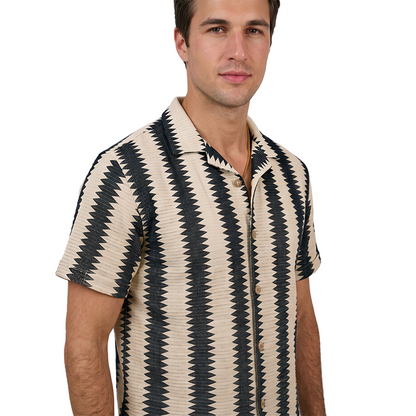 Camisa Hombre Manga Corta Corte Relajado Estilo Playero