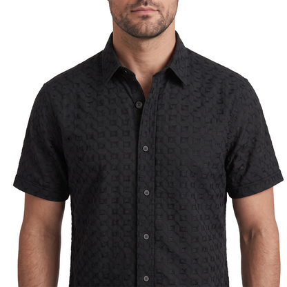 Camisa de manga corta con textura jacquard para hombre