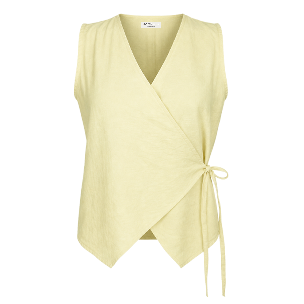 Blusa Amarilla Mujer Escote Cruzado Ajuste de Lazo Estiliza Figura