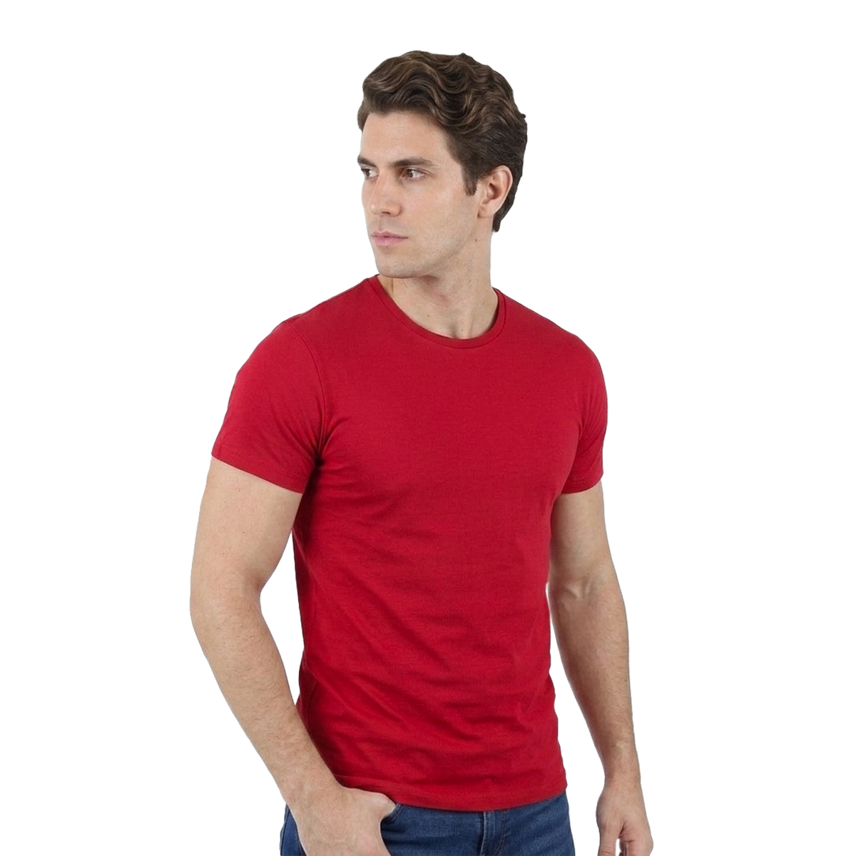 Men's Navy Blue Stretch Crew Neck Short Sleeve T-Shirt