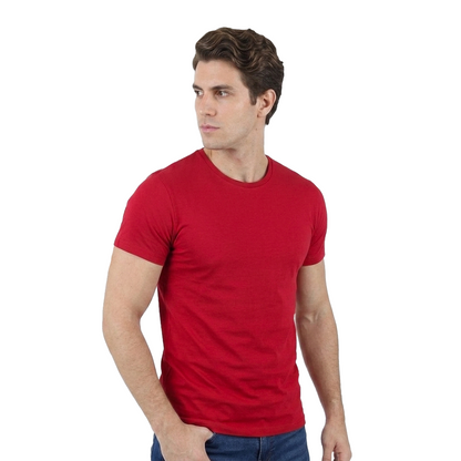 Men's Navy Blue Stretch Crew Neck Short Sleeve T-Shirt