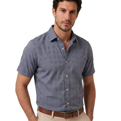 Camisa de manga corta con textura jacquard para hombre