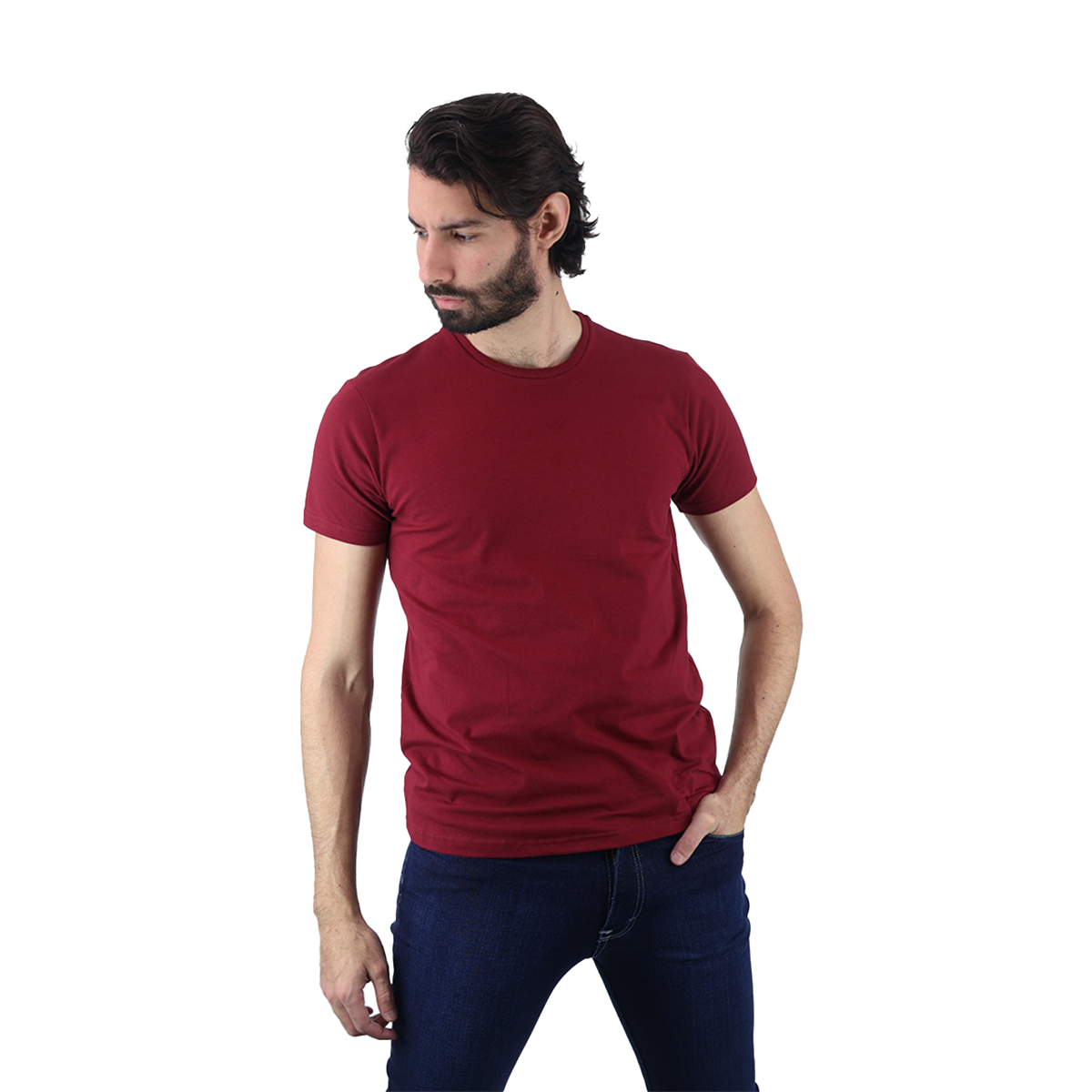 Men's Navy Blue Stretch Crew Neck Short Sleeve T-Shirt
