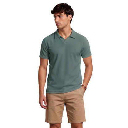 Rams Cottons Polo Shirt Verde Sin Botones