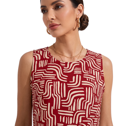 Blusa Corta Mujer Sisada con Estampado Rojo  y Cuello Redondo
