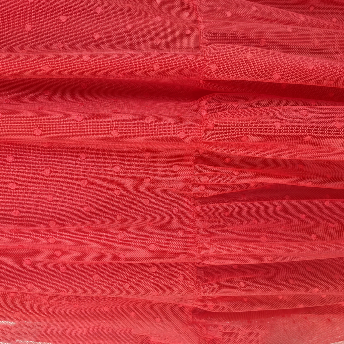 Vestido  Rojo Mujer Midi de Mesh con Forro al Tono y Elástico